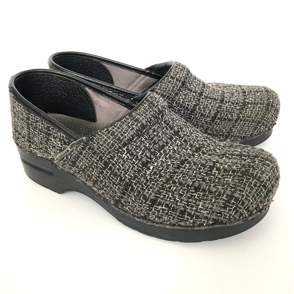 Dansko Shoes - Dansko Tweed Clogs Nursing Shoes Vegan Mules Gray